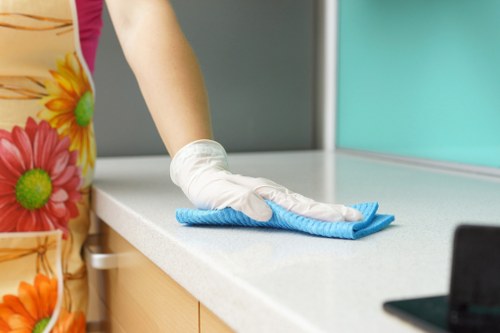 Professional office cleaning in a W11 workplace with desks and shared areas