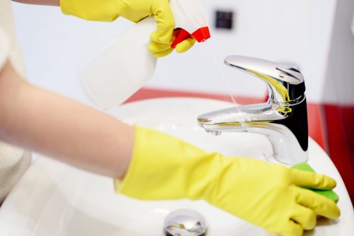 Carpet stain treatment during a steam cleaning appointment in W11