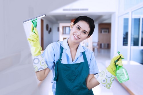 Specialist cleaning of hanging curtains in a local London property