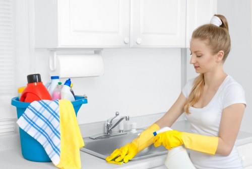 Cleaning equipment and polished floors in a local West London commercial space