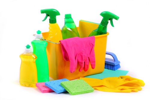 Cleaner following safe handling procedures for cleaning products